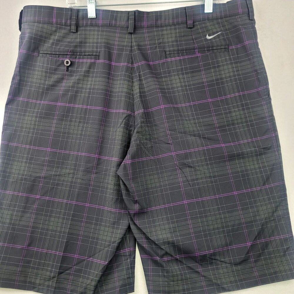 Nike Golf Mens Plaid Shorts Purple Gray Checkered Performance Fit Size 40 - Picture 4 of 12
